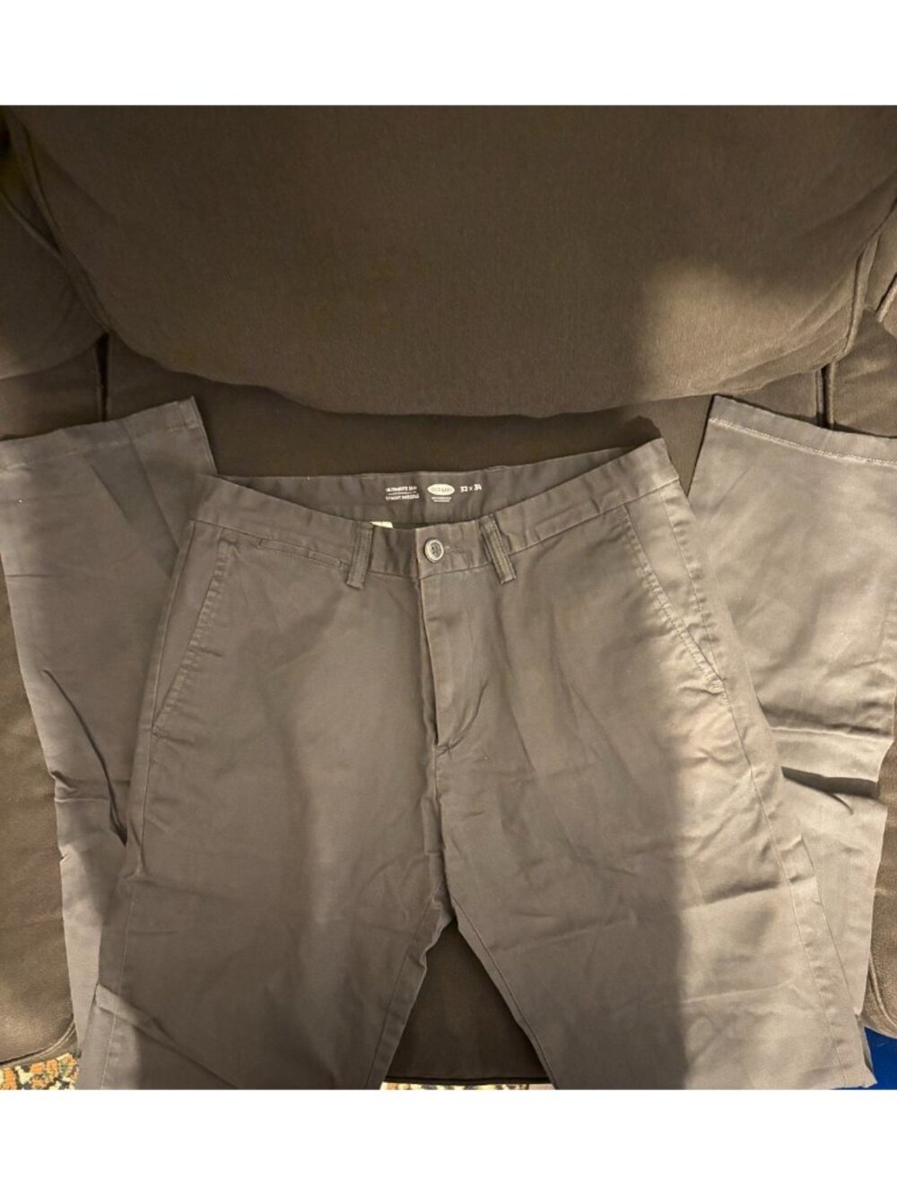 Old Navy Men's 32x34 Ultimate Slim Etroit Gray Khaki Chino Pants Stretch Cotton